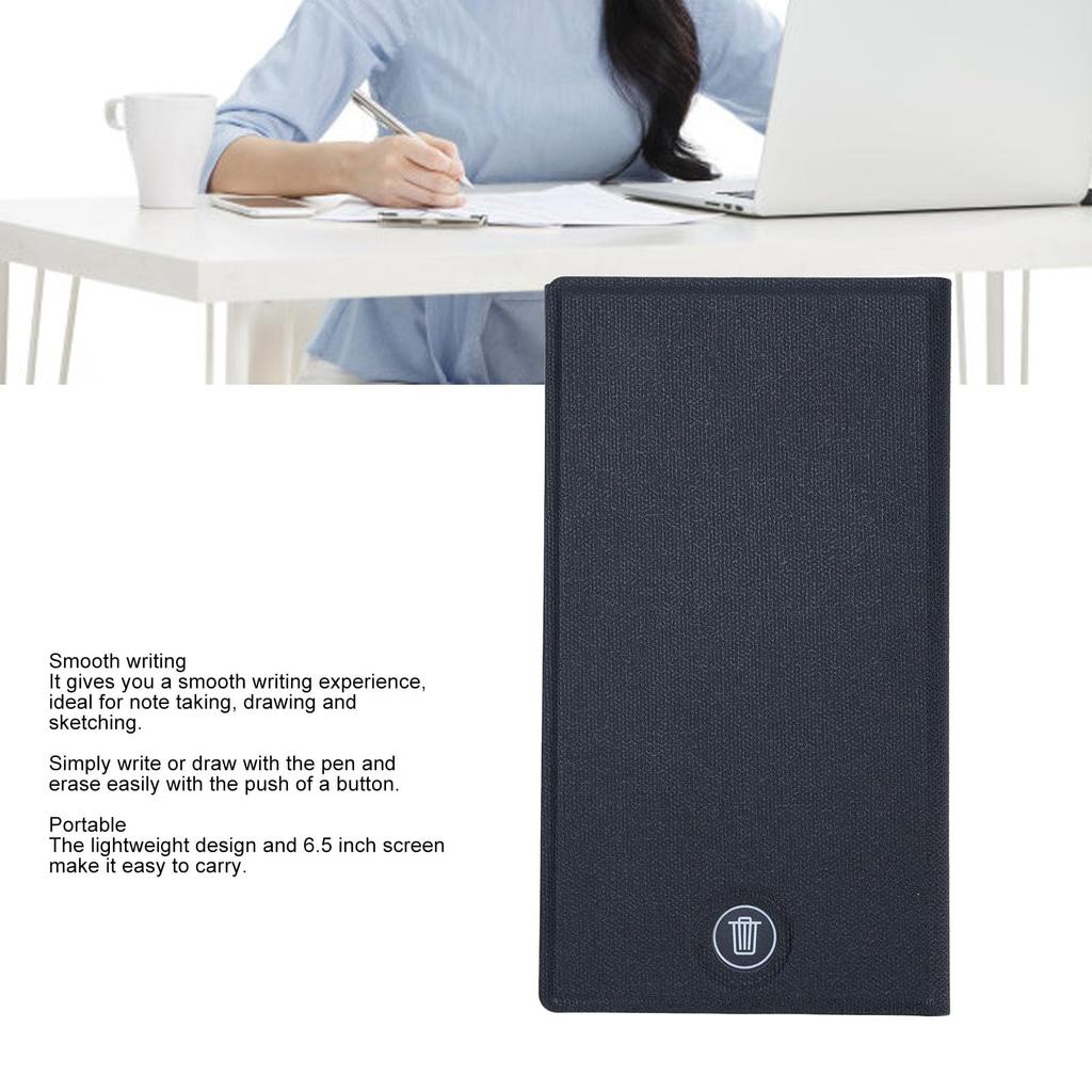 LCD Schreibtablett, 6,5 Zoll Wiederverwendbares Schreibtablett für Erwachsene, Löschbares Elektronisches Notizblock Vollbild Digitales Notizblock für Notizen
