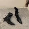 French temperament high-heeled thin short boots women's shoes 2025 new brown autumn and winter pointed stiletto boots small naked boots