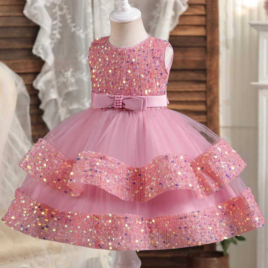 2024 Baby Mädchen Party Kleid Pailletten 1st Geburtstag Taufe Kleinkind Kleid Hochzeit Grün Prinzessin Kleider für Kinder Mädchen Luxus Kleid