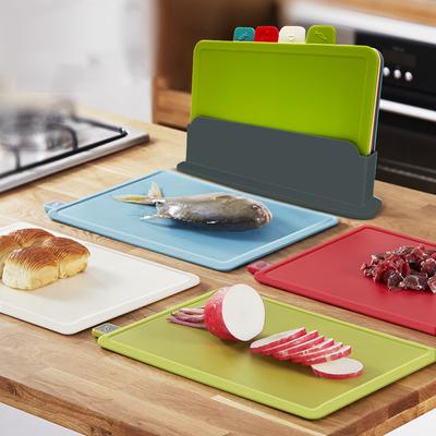 4pcs A Set of Kitchen Plastic Cutting Board Non-slip Antibacterial Plastic Food Grade Safety Belt Storage Box