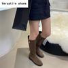 Vintage Flats Women Knee High Boots Fashion Side Zippers Shoes Autumn Winter Laides Concise Long Botas De Mujer