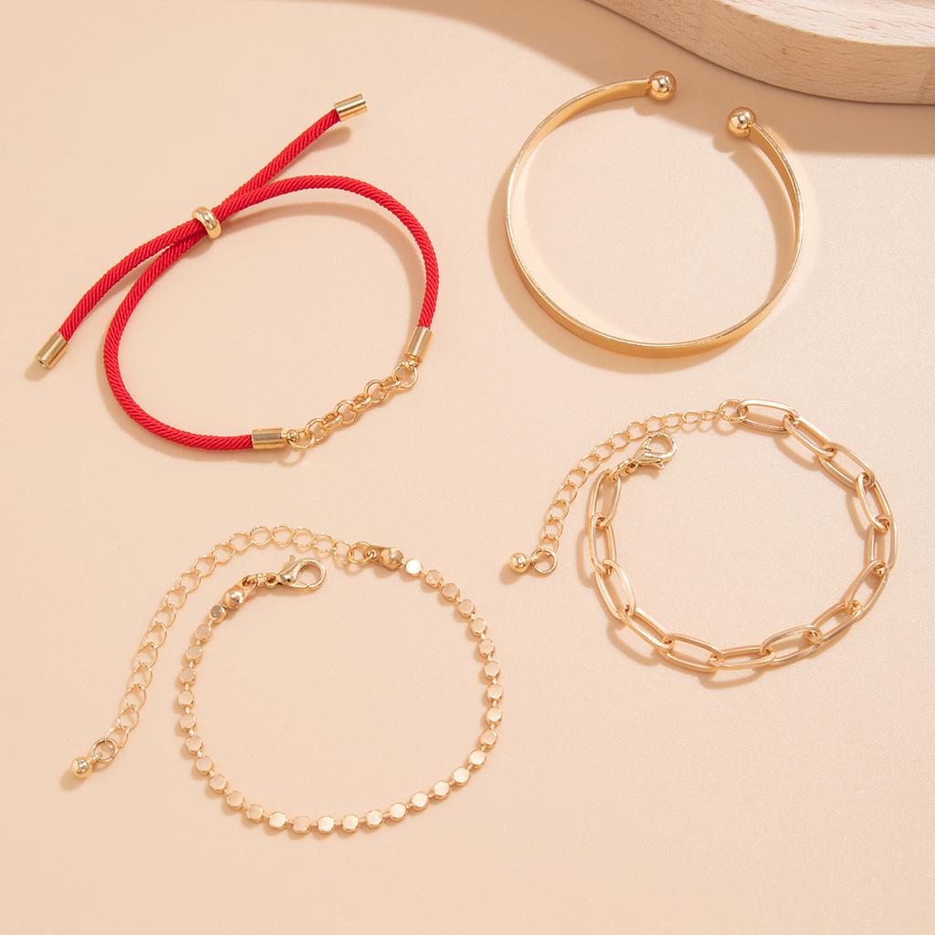 Metal Wind Stacked And Matched Chain Versatile Bracelet, Hip Hop Geometric Love Fashion Bracelet