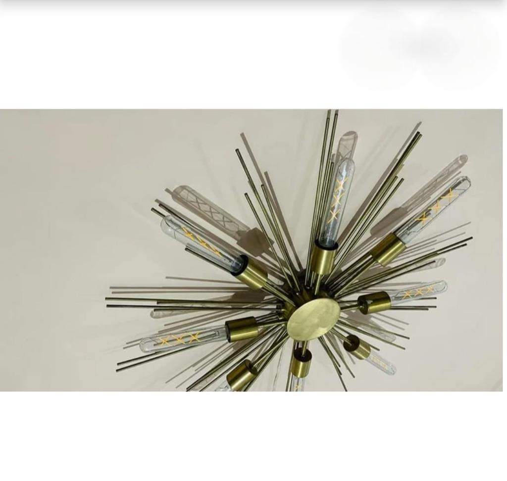 Stilnovo Style 8 Lights Shade Sputnik Chandelier Modern Ceiling Light Fixture Raw Brass