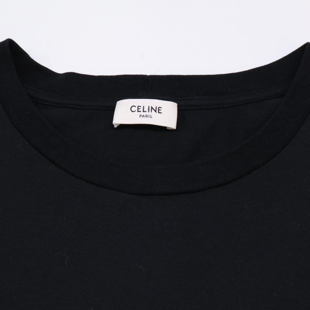 CELINE 2X15M671Q Black Crack Logo Stone Design T-Shirt tops S blackUsed
