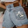 Damen, Jeansshorts, Stickerei, Vielseitig, Jeans, Freizeit, Damenbekleidung