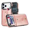 For iPhone 17 Pro Case PU Leather+TPU Hidden Card Holder Drop-proof Phone Cover with Kickstand