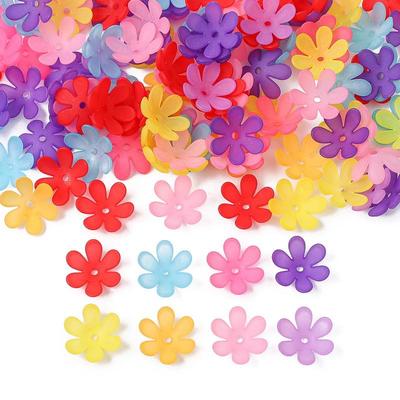 50 pezzi di perline acriliche opache solide a sei petali di fiori per la creazione di gioielli fai da te, bracciale, orecchini