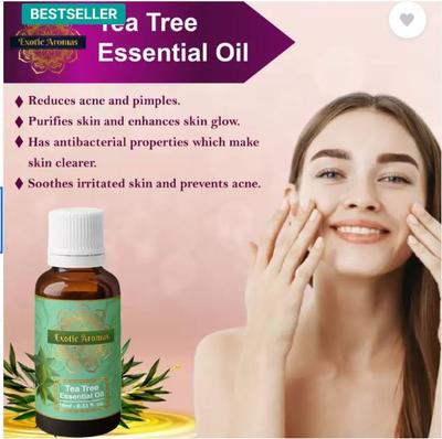 Exotické vůně Tea Tree Esenciální olej, 100% čistý a přírodní, pro aromaterapii, pleť a vlasy  (10 ml)