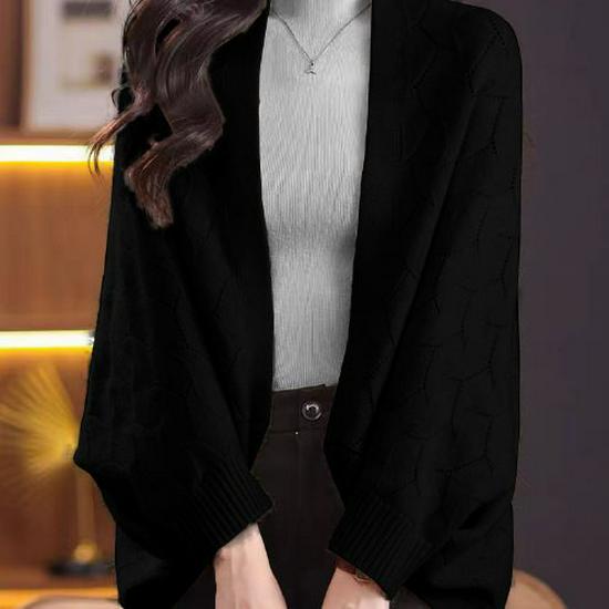 

Элегантное женское вязаное пончо-кардиган однотонной расцветки - универсальная свободная шаль-шарф для осени/зимы XL for 135-155 jin