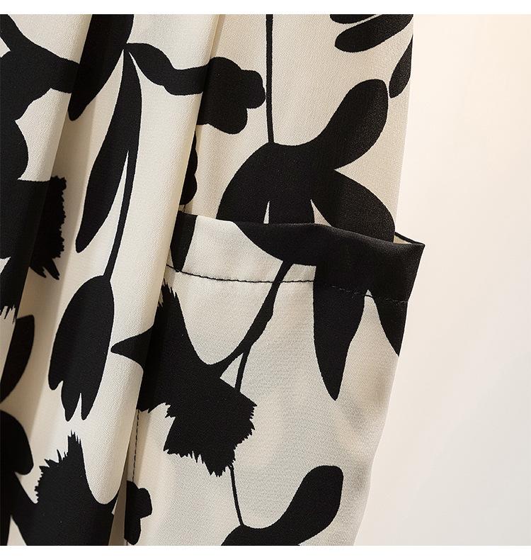 Ladies' Trousers Women's High-waisted Printed Wide Egged Trousers Skirt Summer Seven-minute Trousers Thin Section Loose Large Leg Skirt Trousers