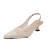 New Summer Mesh Lace Transparent Head Fine Kitten Heels Women Wear Pointed Toe Shallow Mouth Non-slip Sandals