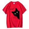 Men's T-shirt 100% Cotton Summer Meow Black Cat Print Men T Shirt Casual Loose O-neck Men Tshirt Short Sleeve T-shirt Male Tees