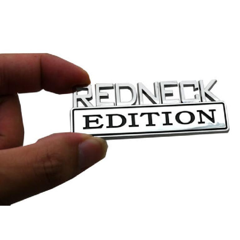1pc Small Redneck Edition Decals Sticker 3D Raised Letter Emblem Chrome Black