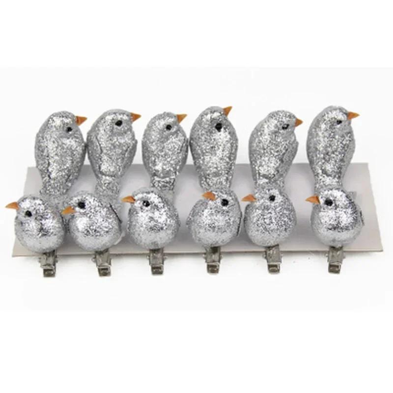 12pcs/set of Artificial Simulation Foam Bird Set Mini Bird Jewelry Flash DIY Craft garden decoration