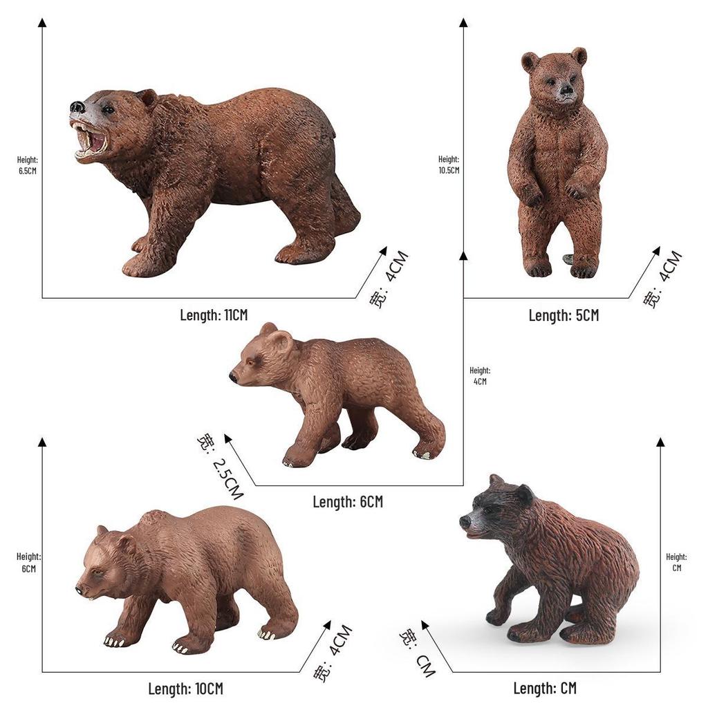 Realistic Wild Bear Toy Set: Big Brown Bear Model