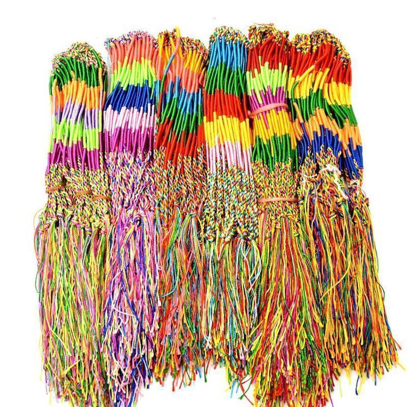 10Pcs Multicolor Bracelets Rope Rainbow Color Mix Braid Tassel Bracelet For Women Men Thread Knot Hand-woven Gift Random