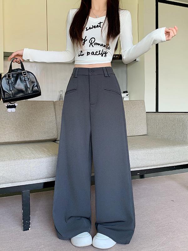 2026 Plus Size Women's Wide-Leg Slimming Suit Pants for Spring