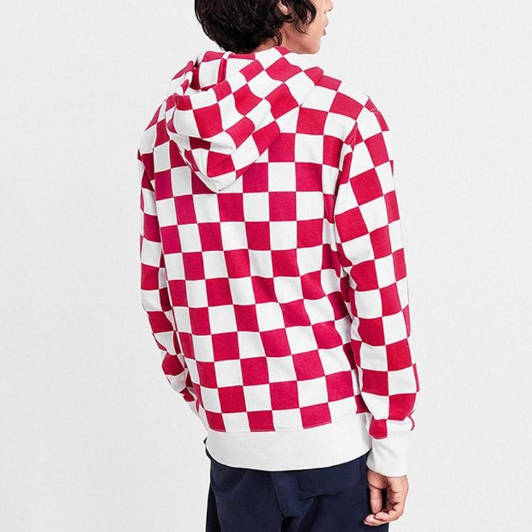 Vans Exclusive Checkerboard Hoodie Men Hoodie Red White VN0A4URI0PZ