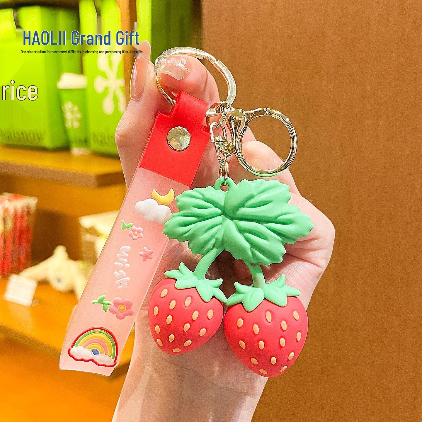 Cartoon Fruit Keychain: Cute Avocado, Cherry, Strawberry Pendant for Backpacks