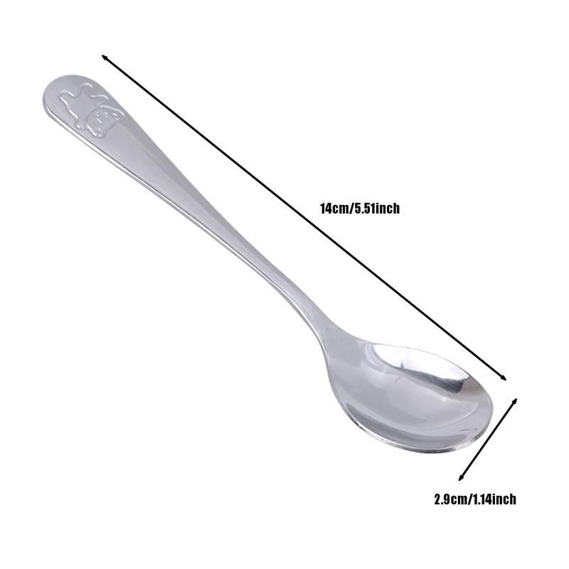 Stainless Steel Cartoon Bear Children Portable Tableware Tea Spoon Durable Cutlery Gift for Family Camping Picnic