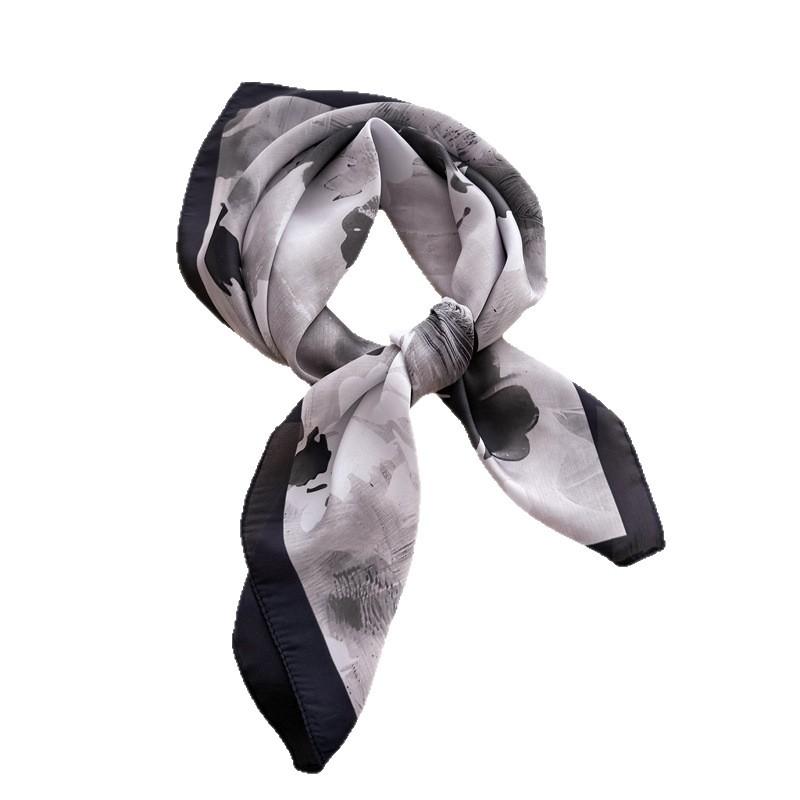 Aesthetic Garden Simulation Silk Printing Silk Scarf Small Square Scarf Premium Shawl Sunscreen Neck Scarf Headscarf Female