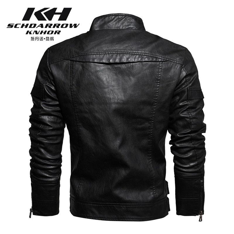 A men's new leather jacket high-quality imitation leather PU top retro European and American leather jacket trendy brand