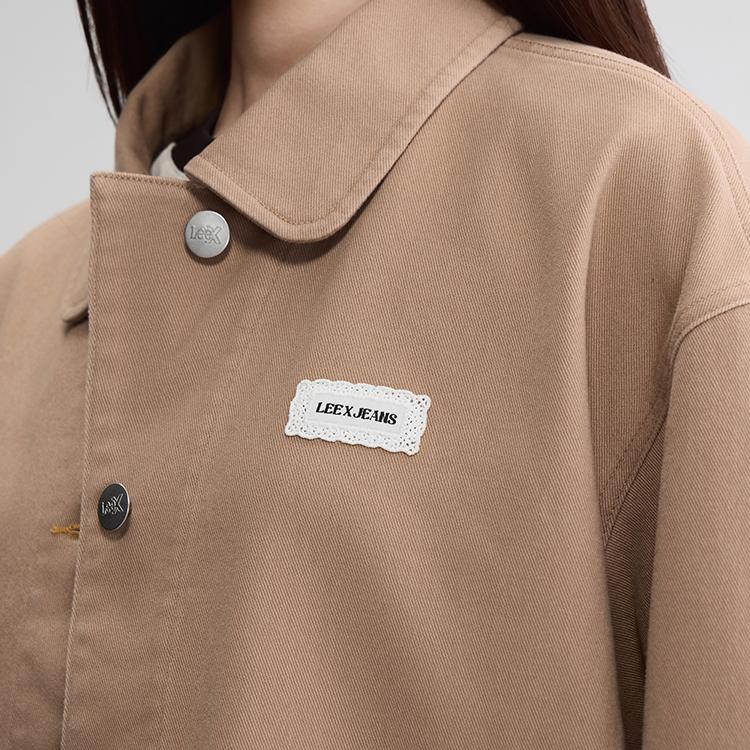 Comfortable Lapel Long Sleeve Casual Trend Jacket Women Jackets Khaki LWT013153212530A11114