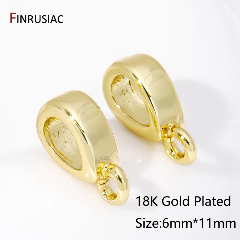 

Wholesale 18K Gold Plated Brass Spacer Beads Oval Pendant Charms Connector Bail For DIY Jewelry Making Accessories 5 pcs