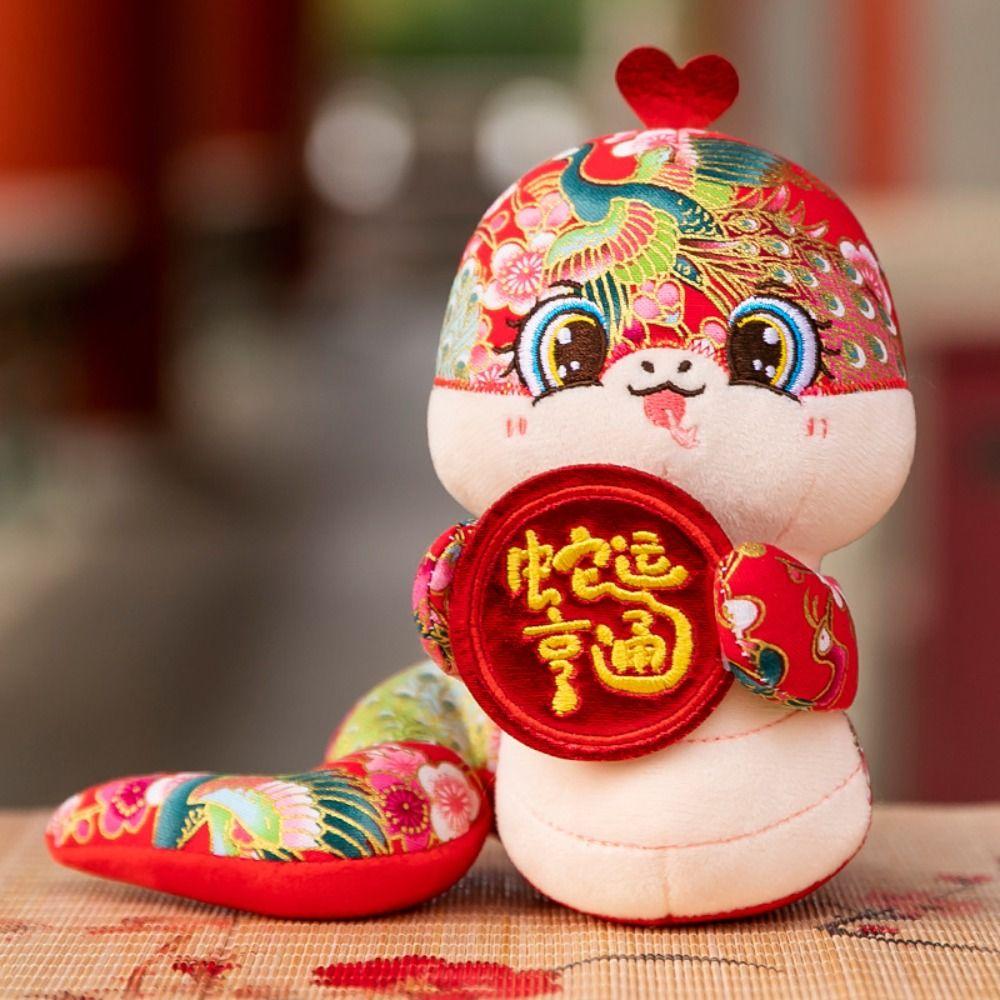 Plüschschlange Jahresmaskottchen Spielzeug Niedliche Glücksschlange Puppe Plüschtiere Neujahrsgeschenke