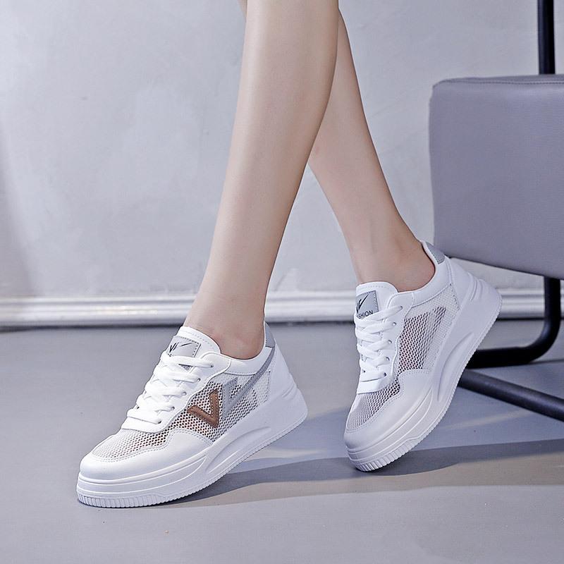 Summer new ins breathable mesh student board shoes platform mesh shoes Q