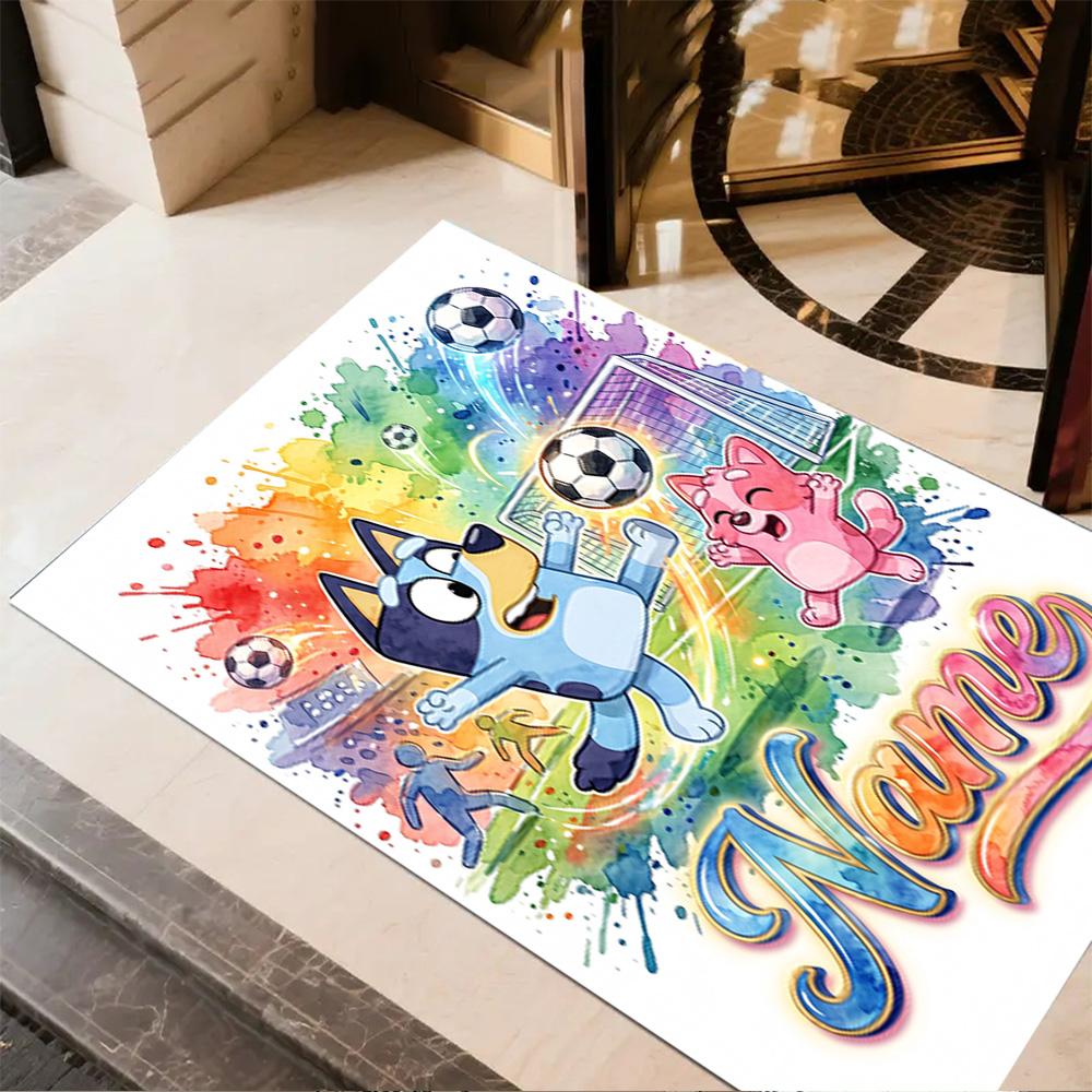 Christmas Soccer Fun Personalized Name Area Rug Suitable for Balcony Dining Room Playrooms Dormitory Anti-slip Rug Office home decor Wedding Party Gif