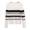 Round Neck Knitwear Women's Pullover Slim Gentle Wind Autumn Tops Black and White Striped Long-sleeved Bottoming Shirt