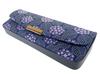 Large Hard Eyeglass Inden Navy Blue Deerskin with Gray Purple Chintz Hydrangea Pattern [Inden-ya] Case, 8007, Misono, Lacquer, Design,
