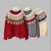 Fair Island Christmas Wind Knitted Sweater Jacquard Pattern Soft Waxy Plush Atmosphere Sweater Women's Loose Type