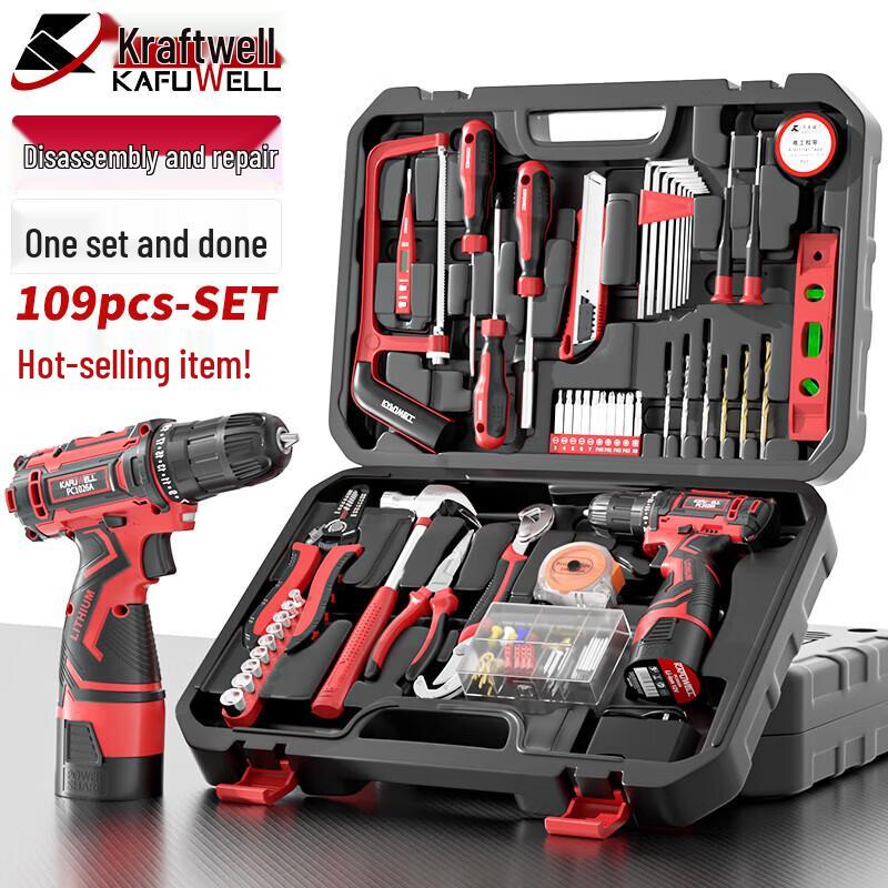 

Kraftwelle P2982A 109-Piece Electric Drill & Screwdriver Tool Set CN plug (adapter included)