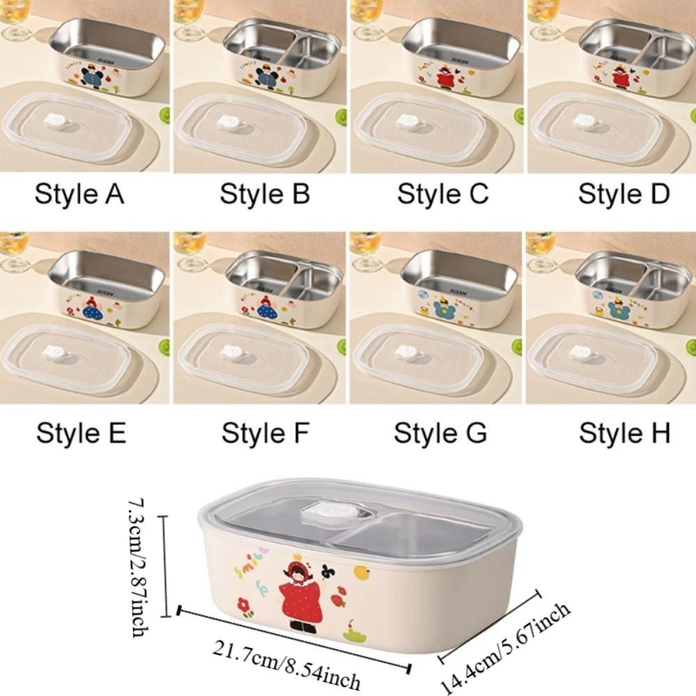 1500/1000ML 304 Stainless Steel Lunch Box Microwaveable Cartoon Pattern Food Storage Box Sealed Leak-proof Fresh Keeping Box