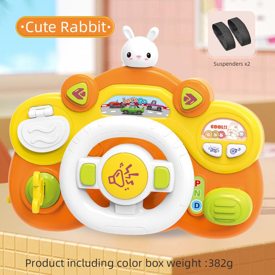 Children s Simulation Steering Wheel Multifunctional Cartoon Toy Simulation Car Driving Music Baby Puzzle Early Education Gift оранжевый