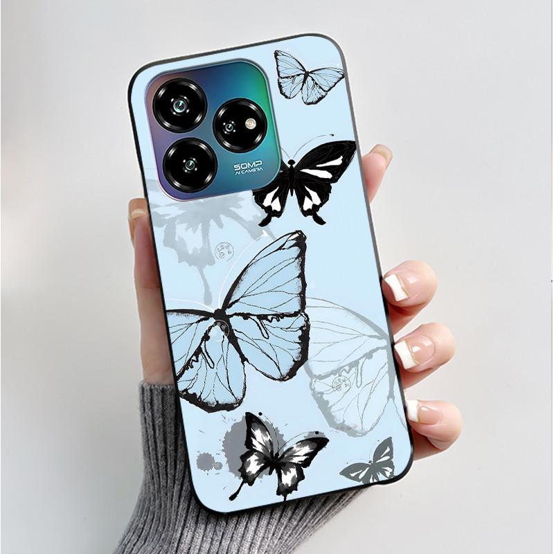 Case For ZTE Blade V60 Design 4G/Blade V60 Vita/Nubia V60 Design/Axon 60 Lite Soft Silicone Black Cover Cute Flower Cartoon Case