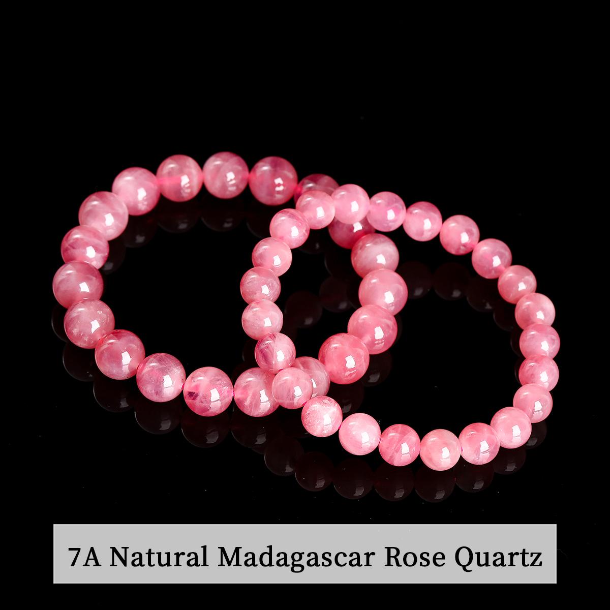 JD GEMS Premium High Grade 7A Natural Madagascar Rose Quartz Bracelet Popular Varisized Natural Gemstone Beads Bracelet Model show&Approx 7-8mm