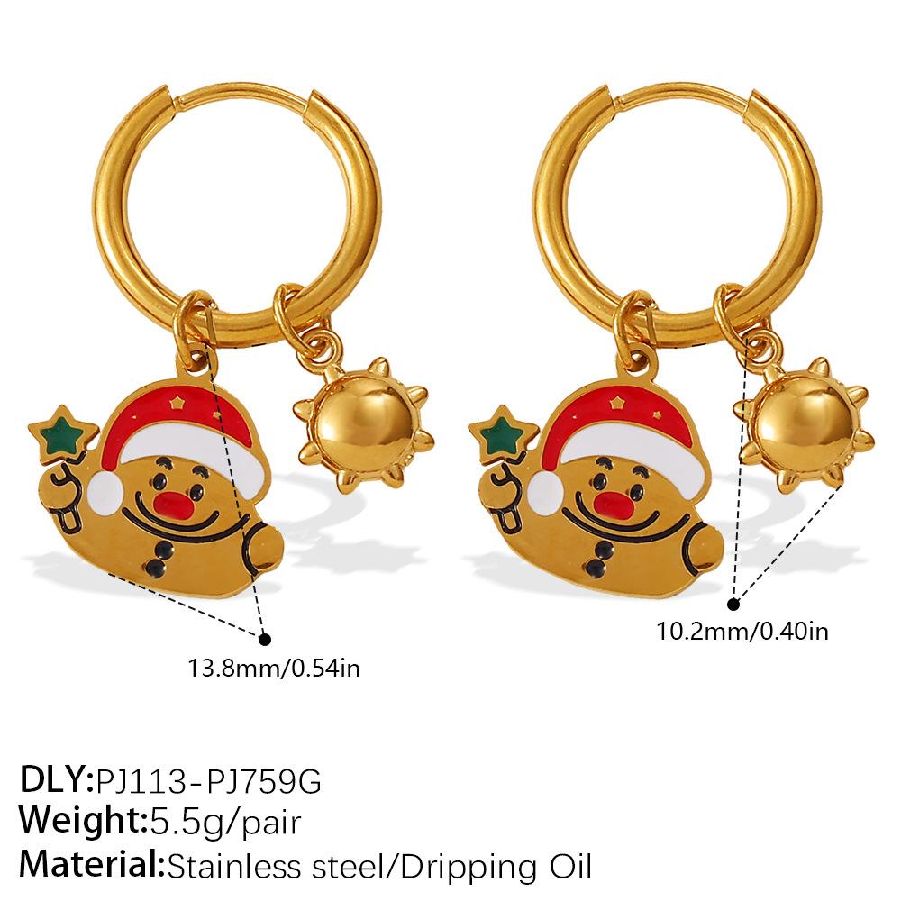 Christmas versatile DIY pendant earrings stainless steel gold-plated atmosphere earrings women