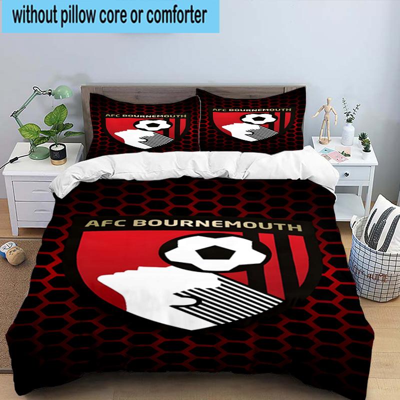 Set Biancheria da Letto Stampato con Stemma AFC Bournemouth 3 Pezzi Copripiumino Chiusura Include 1 Copripiumino e 2 Federe Set Biancheria da Letto Decorazioni per la Casa Regali