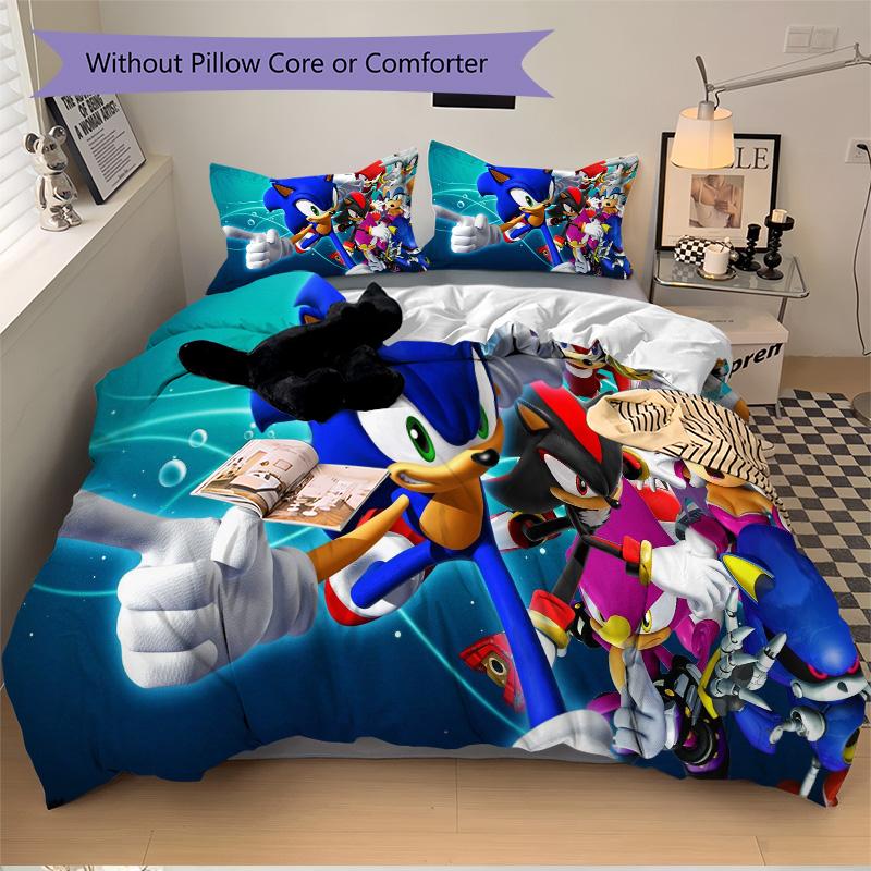 Sonic Adventure Team Sonic Print 3Pcs Bedding Setduvet Cover With 2 Bedropillowcase Home Birthday Gift