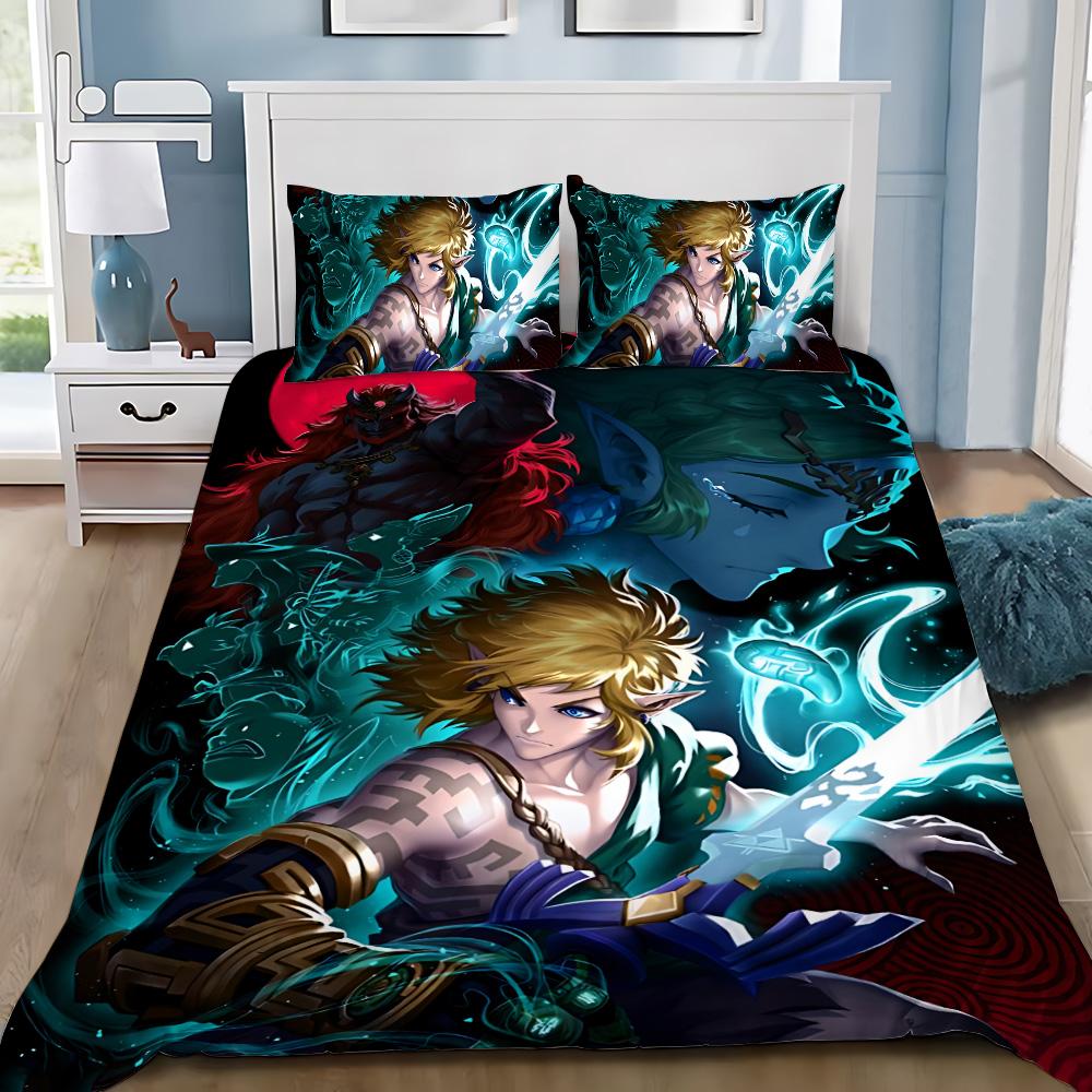 Games Z-Zeldas Of Legends Duvet Cover Pillowcase Game Scene Print Bedding Set Adult Boy Bedroom Decoration Single Double Siz