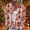 Women's Christmas Print Long Sleeve Knit Cardigan with Buttons for Holiday