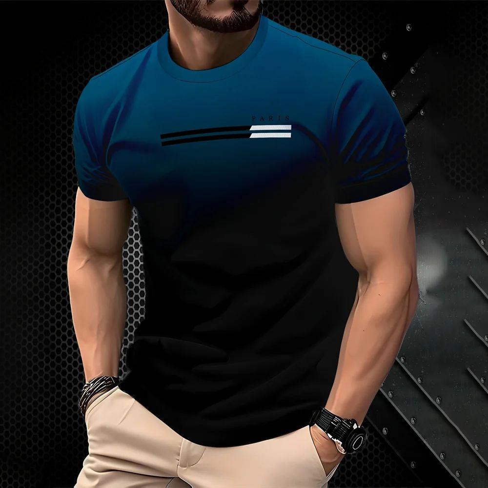 The Summer Quick-drying Men's T-shirt Features A Casual Fashionable Streetwear 3D Gradient Print Tshirt