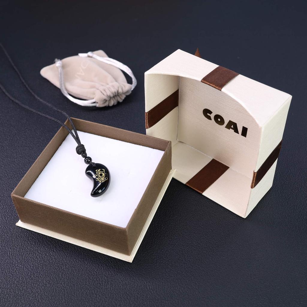 Onyx Black Tortoise Four Divine Beasts Magatama Amulet Adjustable and [KOAI] Carving, Health, Longevity, Relationships, Pendant/Necklace, Length,