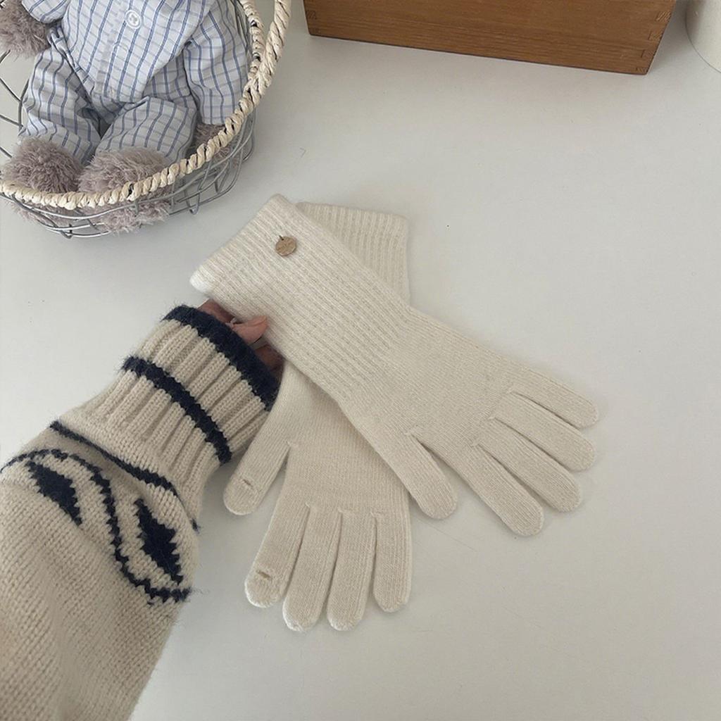 Gestrickte Wollhandschuhe mit getrennten Fingern für Damen, verdickt und kältefest, koreanischer Stil, Wollhandschuhe für den Winter, Touchscreen-Wärme