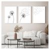 And White Minimalist Poster Prints Canvas Wall Art Painting Decoration Picture Modern Home Decor Set of 3 Dandelion Prints Black