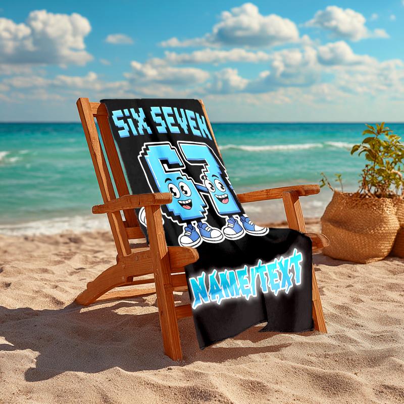 1PC Custom Name "Six Seven Friends Adventure" Beach Towel Highly Absorbent And Sand-Resistant Towel for Swimming, Pool, Yoga, And Travel Lightweight