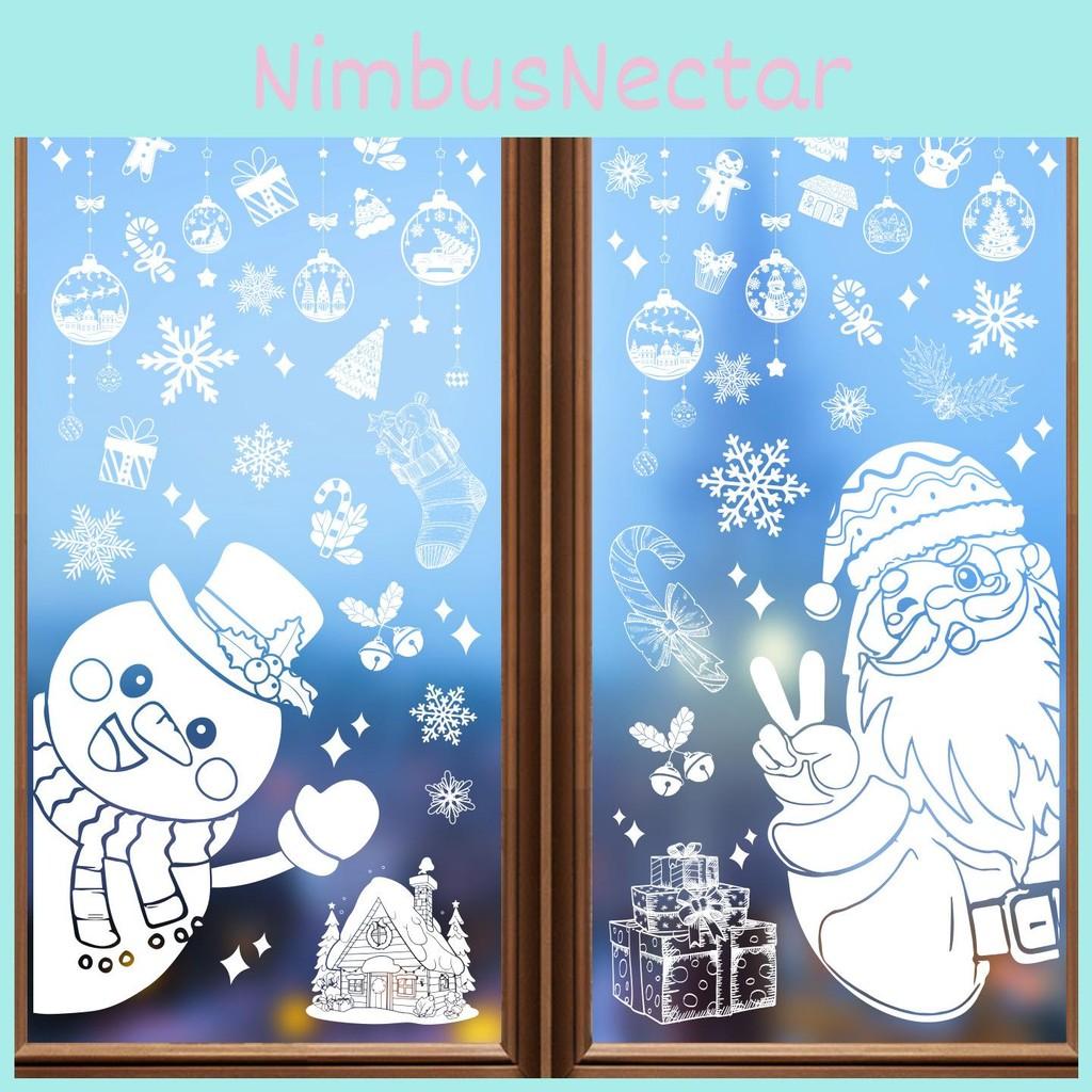 And Snowflake Christmas Santa Static Decal With Snowman For Window Decoration